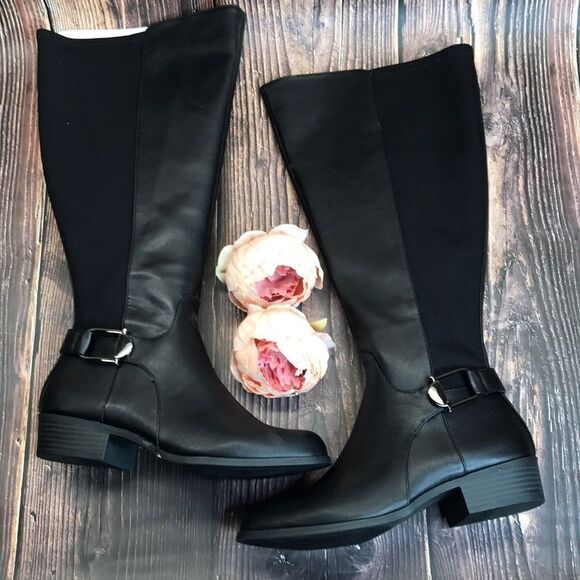 Alfani Black Manmade Material Boots 7M-WC - Picture 1 of 8